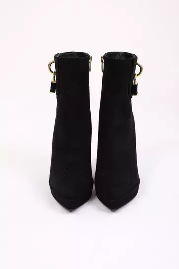 Kadın Deri Bot Platformlu Siyah