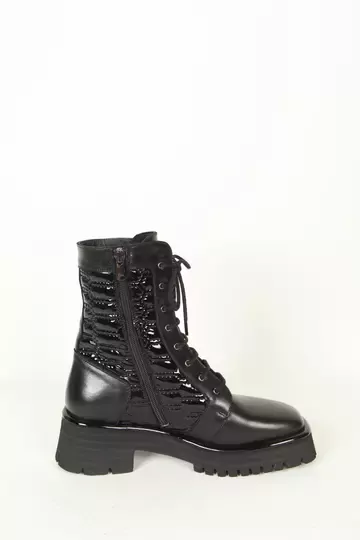 Kadın Siyah Rugan Hakiki Deri Bot