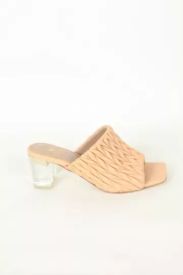 Kadın Koyu Krem Hakiki Deri Topuk Detaylı Terlik