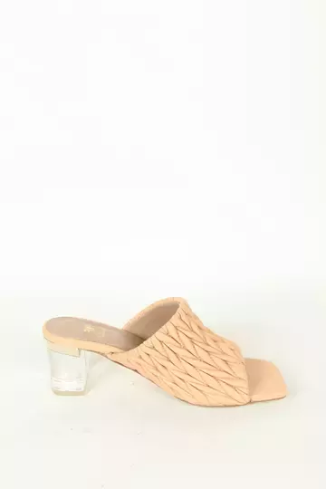 Kadın Koyu Krem Hakiki Deri Topuk Detaylı Terlik