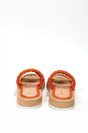 Kadın Siyah Bej Terlik Hasır Detaylı Terlik