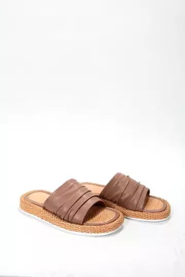 Kadın Vizon Hasır Detaylı Terlik