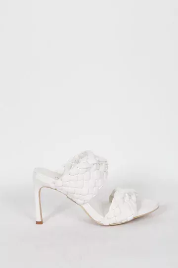 Bottega Beyaz Topuklu Terlik