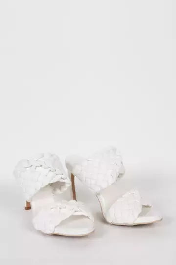 Bottega Beyaz Topuklu Terlik