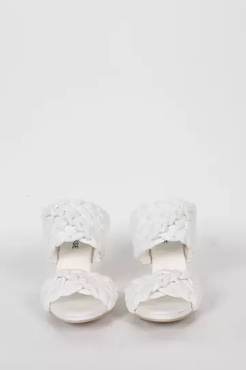 Bottega Beyaz Topuklu Terlik