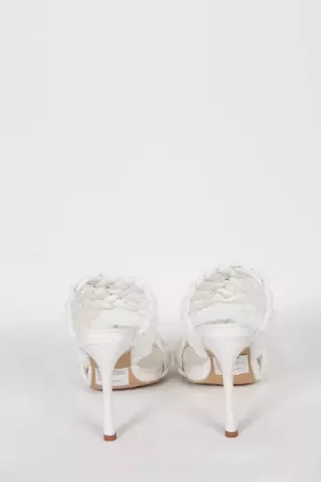 Bottega Beyaz Topuklu Terlik