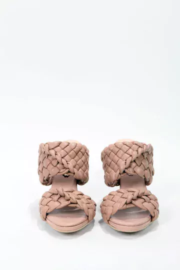 Bottega Beyaz Topuklu Terlik