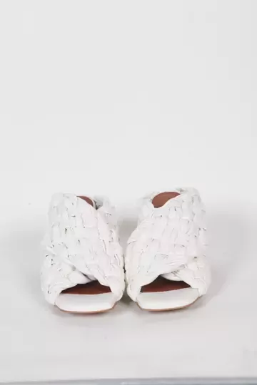 Beyaz Bottega Sarma Topuklu Terlik