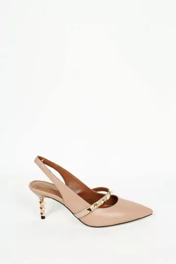 Kadın Hakiki Deri Topuk Detaylı Ayakkabı