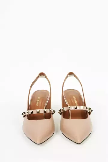 Kadın Hakiki Deri Topuk Detaylı Ayakkabı