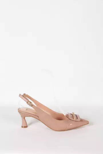 Kadın Pudra Toka Detaylı Topuklu Ayakkabı