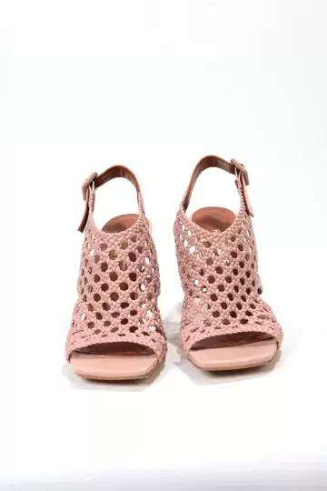 Kadın Pudra Örgü Detaylı Sandalet