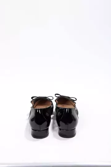 Kadın Siyah Rugan Tül Fiyonk Detaylı Ayakkabı