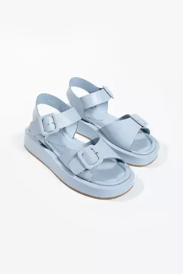 Kadın Hakiki Deri Sandalet Mavi