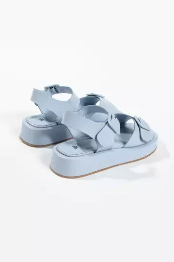 Kadın Hakiki Deri Sandalet Mavi