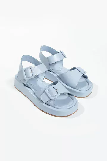 Kadın Hakiki Deri Sandalet Mavi