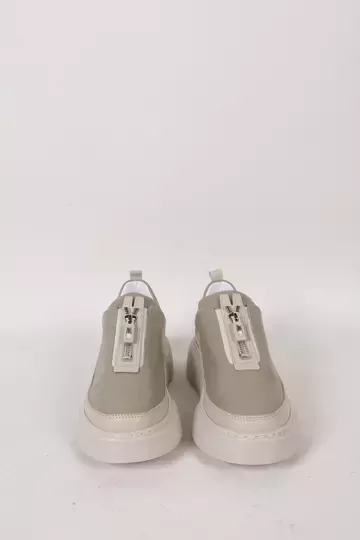 Kadın Deri Sneaker Haki Yeşil