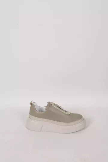 Kadın Deri Sneaker Haki Yeşil