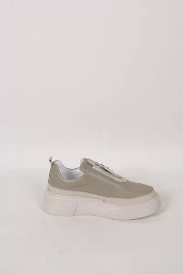 Kadın Deri Sneaker Haki Yeşil