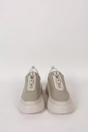 Kadın Deri Sneaker Haki Yeşil