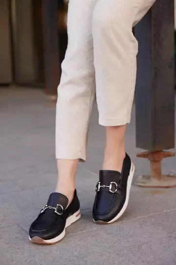 Kadın Siyah Hakiki Deri Loafer