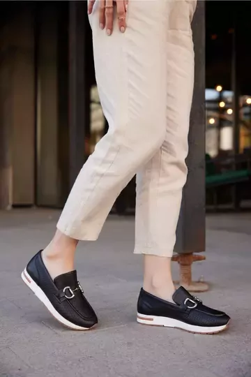 Kadın Siyah Hakiki Deri Loafer