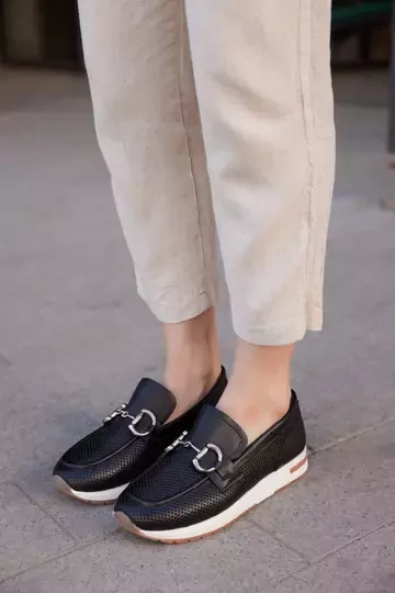 Kadın Siyah Hakiki Deri Loafer