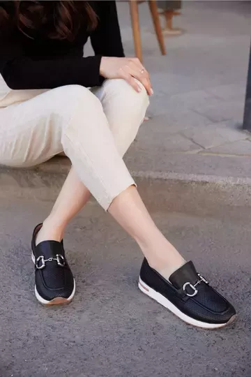 Kadın Siyah Hakiki Deri Loafer