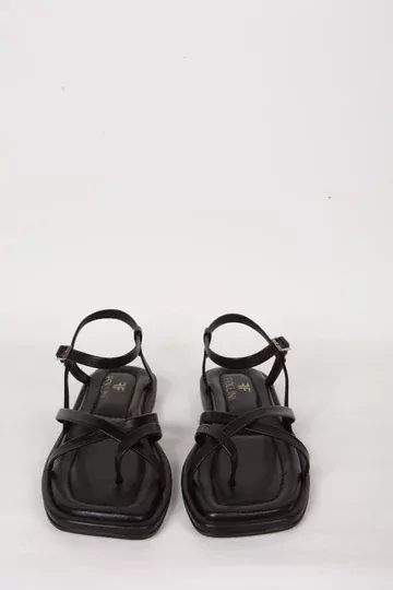 Kadın Siyah Hakiki Deri Sandalet