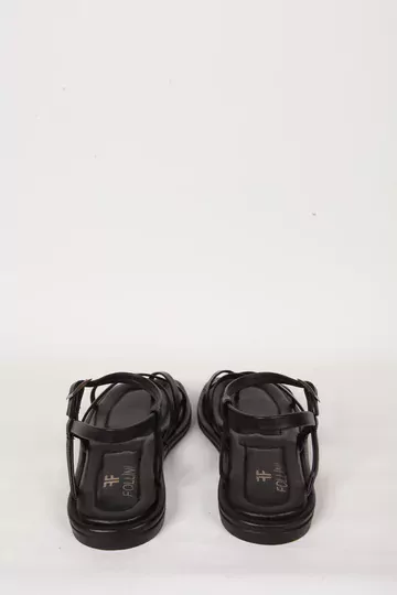 Kadın Siyah Hakiki Deri Sandalet