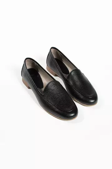 Kadın Hakiki Deri Babet Siyah