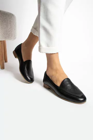 Kadın Hakiki Deri Babet Siyah