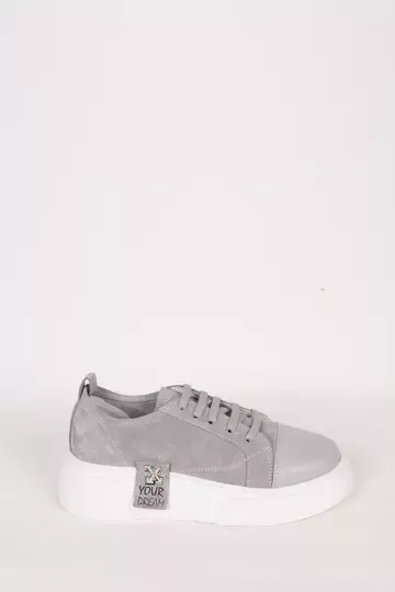 Kadın Deri Sneaker Gri