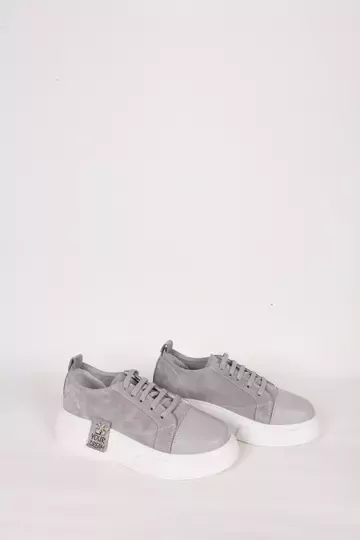 Kadın Deri Sneaker Gri