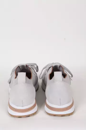 Kadın Buz Mavisi Hakiki Deri Sneaker Spor Ayakkabı