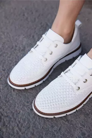 Kadın Yeşil Deri Sneaker Spor Ayakkabı