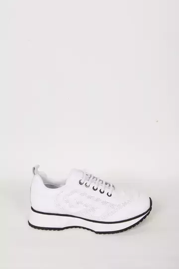 Kadın Beyaz Hakiki Deri Sneaker Spor Ayakkabı