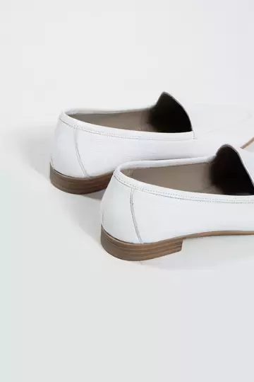 Kadın Hakiki Deri Babet Beyaz