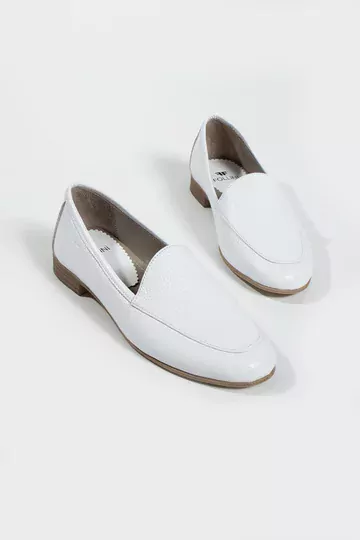 Kadın Hakiki Deri Babet Beyaz