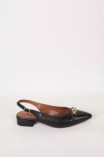 Kadın Siyah Hakiki Deri Topuklu Sandalet