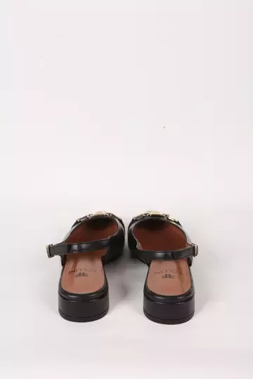 Kadın Siyah Hakiki Deri Topuklu Sandalet