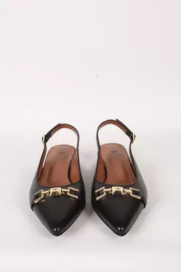 Kadın Siyah Hakiki Deri Topuklu Sandalet