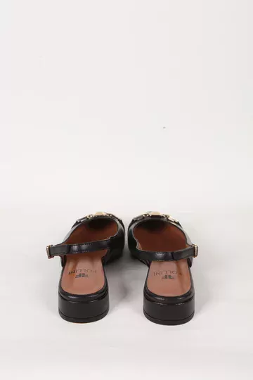 Kadın Siyah Hakiki Deri Topuklu Sandalet