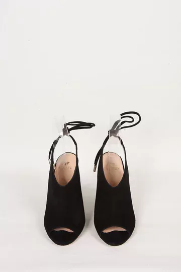 Kadın Deri Ayakkabı Topuklu Siyah Süet