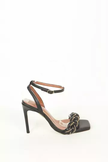 Kadın Topuklu Detay Örgülü Sandalet