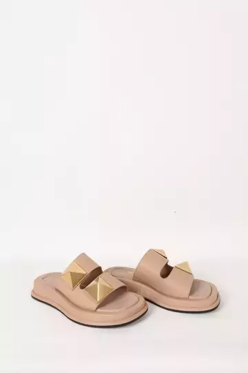 Kadın Vizon Hakiki Deri Aksesuar Detaylı Terlik