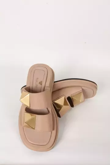 Kadın Vizon Hakiki Deri Aksesuar Detaylı Terlik