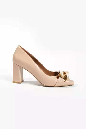 Kadın Vizon Hakiki Deri Aksesuar Detaylı Topuklu Ayakkabı