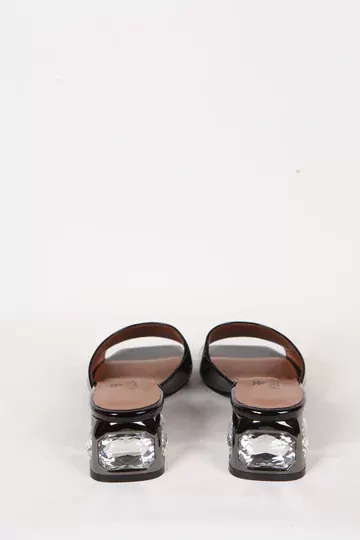 Kadın Deri Terlik Siyah Rugan