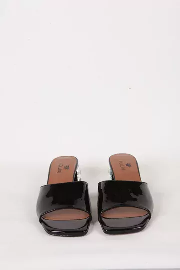 Kadın Deri Terlik Siyah Rugan